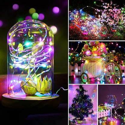 Aogist LED Fairy Lights, 16 ft Battery Operated String Lights with 50 LEDs Firefly Lights for Bedroom DIY Mason Jar Wedding Party Halloween Christmas Festival Decoration (1, Multicolor)