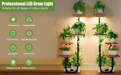 8.6'' LED Grow Light Strips, Full Spectrum 3500K Grow Lights for Indoor Plants, 2 Head with 3/9/12H Timer, 10 Dimmable Levels, Suitable for Seedling, Succulent, Plant Shelf and Greenhouse, 1-Pack