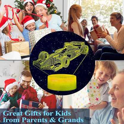 F1 Car Gifts for Boy, Formula One Night Light with Remote Control, 16 Colors Changing, RGB Flashing Mode and Dimmable, Sport Race Car Gifts for Boys Christmas Decor