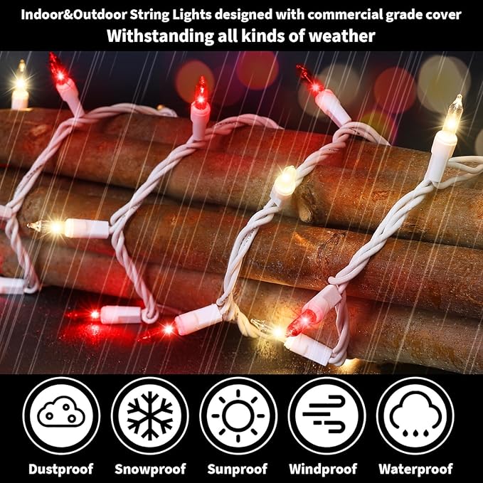 LAMPHOME 100 Count Red Clear Valentine Lights, Connectable 20ft Valentine Room Lights, Plug in Pink Christmas String Light Indoor Outdoor for Christmas Bedroom Valentines Party