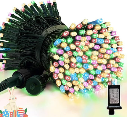 LAMPHOME 66ft Christmas Decorative Mini Lights, 200 LED Green Wire Fairy Starry String Lights Plug in, 16 Lighting Modes for Outdoor Xmas Tree Wedding Party Decoration (Warm and Multicolor)