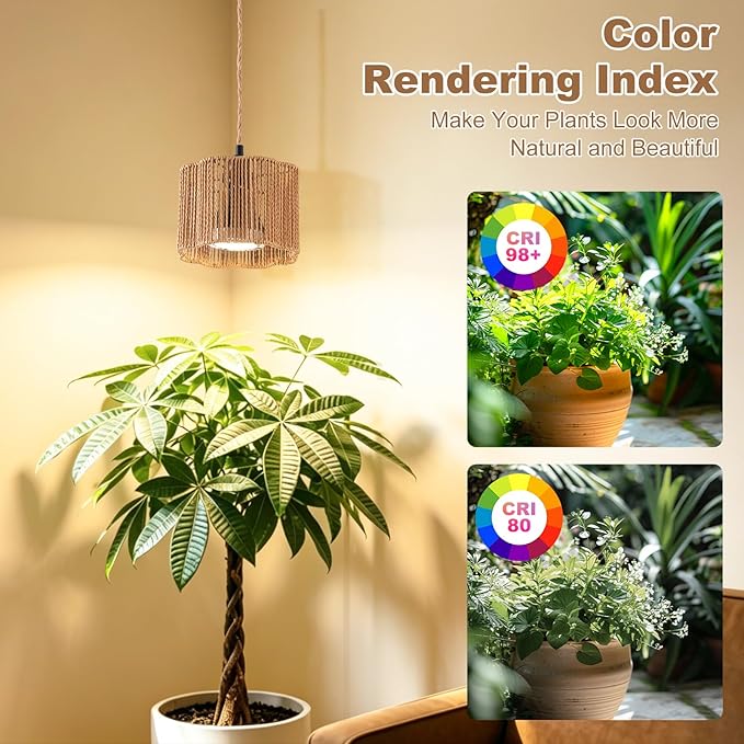 Grow Lights for Indoor Plants, Full Spectrum Plants Light, with Timer and 15FT Power Cord, 30W Pendant Plant Lights for Indoor Growing, Garden, Flowers, Greenhouse (4000k, Weaving Style-5)