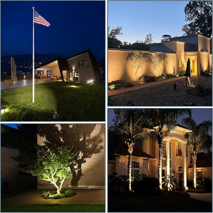30W LED Spotlight Outdoor 120V Waterproof Spot Light 3000LM Ultra Bright Spot Lights Outdoor Warm White Landscape Lighting with 5FT Cord with Plug for Flag Pole Tree Yard Garden(2pack)