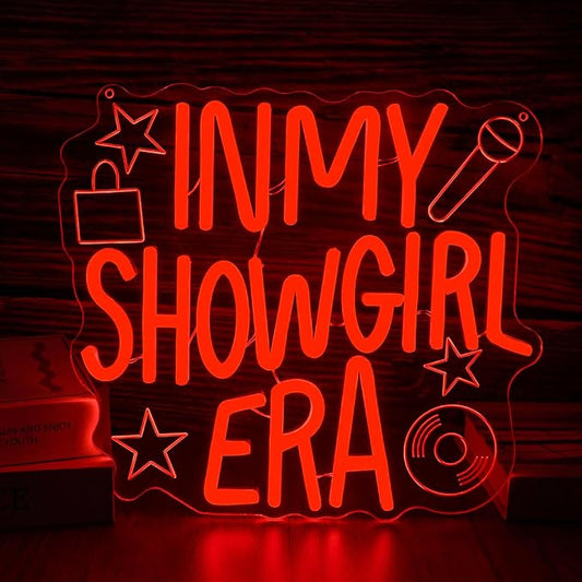 In My Showgirl Era Neon Sign - Orange LED Showgirl Wall Art, Pop Culture Party Decor & Wall Art, Funny Neon Sign for Bedroom, Man Cave Decor, USB Dimmable Gift, 12.2 * 11"