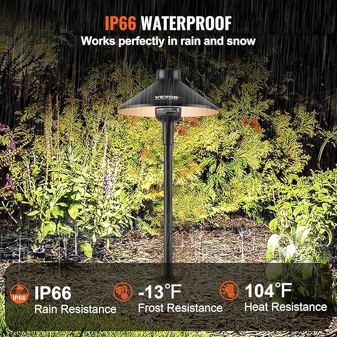 VEVOR 8 Pack Low Voltage Landscape Path Lights, 3W 210LM 12V-24VAC/DC Outdoor LED Pathway Lighting, 3000K Warm White Walkway Lights with Quick Connectors, IP66 Waterproof for Yard Garden Sidewalk