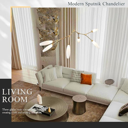 Modern 6-Light Chandelier Elegance Sputnik Chandeliers for Dining Room L50’’ Large Glass Chandelier Adjustable Branch Pendant Light Fixture for Living Room Kitchen Bedroom