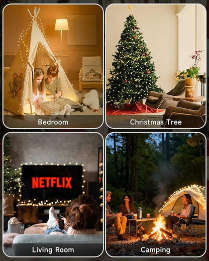 165 FT 500 LED Christmas Lights Outdoor Indoor, Plug in Warm White String Lights for Outside Waterproof, Connectable Clear Wire Twinkle Light for Christmas Tree Bedroom Classroom Party Decor