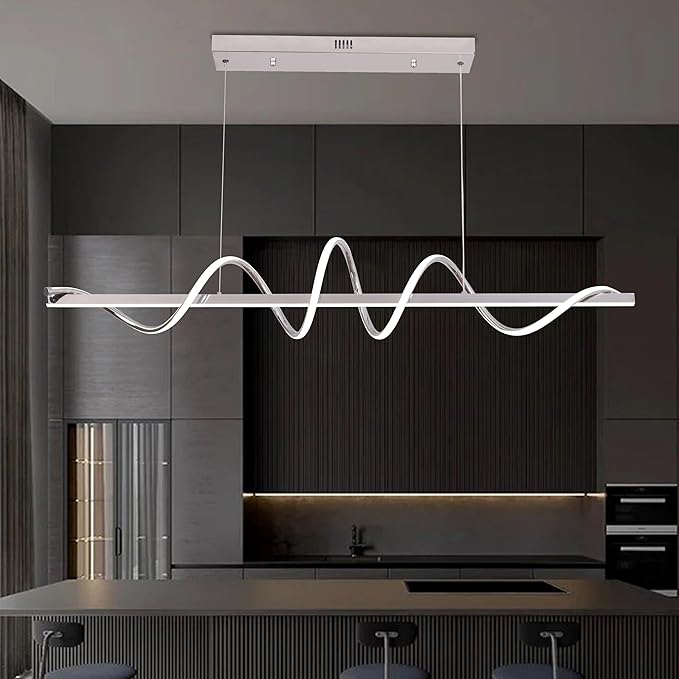 Modern LED Pendant Light for Kitchen Island Lighting,Dimmable Modern Chandelier Color Changing Dining Room Chandelier Light Fixture Creative Twisted into Beautiful Shape in Electroplated Chrome