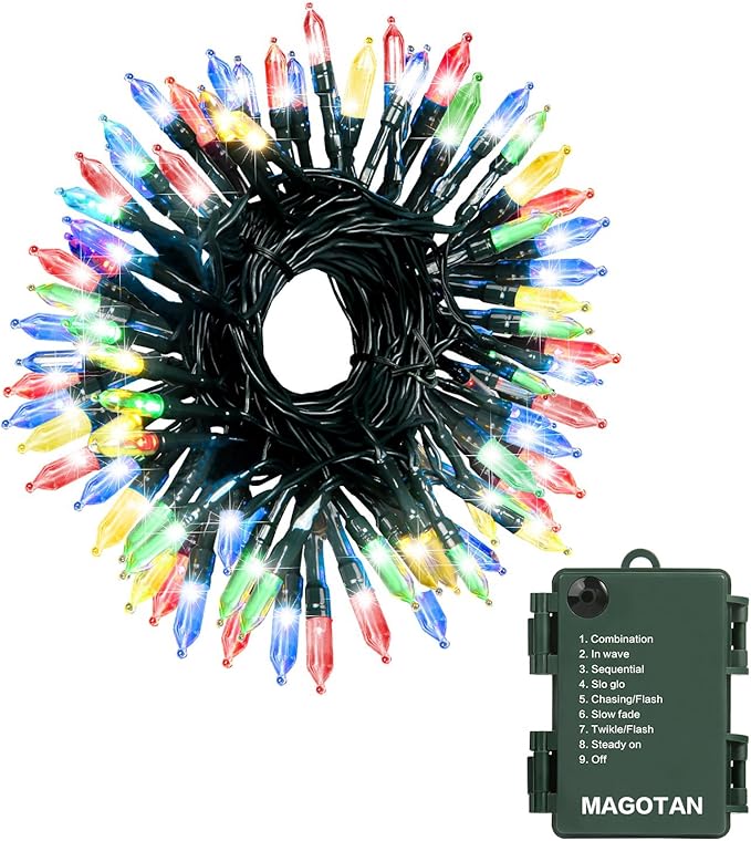MAGOTAN Christmas Lights, Battery Operated String Lights 18ft 50 LED 8 Modes LED Mini Lights with Timer for Christmas Tree Wreath Party Home Indoor Outdoor Decor, Waterproof, Multi Color