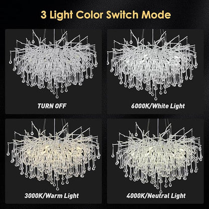 Branch Chandeliers Lights, 8-Light Modern Raindrop Crysta Luxury Chandelier Light Fixture for Dining Room Living Room, Kitchen Island D23.6 inch Farmhouse Chandelier