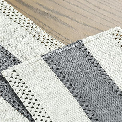 Artoid Mode Dark Grey Farmhouse Rustic Table Runner, Seasonal Holiday Hollow Kitchen Dining Table Decoration for Home Party Decor 12x72 Inch