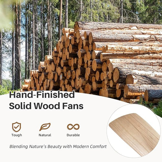 CACI Mall 52 Inch Solid Wood Ceiling Fan without Light, Flush Mount, 3 Blade, Low Profile, Modern, Outdoor/Indoor Ceiling Fans No Light for Bedroom/Farmhouse/Patio