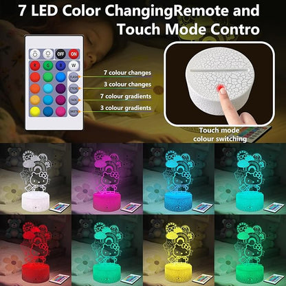 Kitty Night Light for Kids, Kitty Lamp Girl Cute Led Cat Night Light 16 Colors Dimmable Kitty Decor Lamp with Remote & Luminous Base, Bedroom Decoratio Gifts for Christmas Birthday Girls