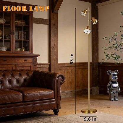3 Light Floor Lamp for Bedroom, Dimmable 3 Rotatable LED Lights, 5 Color Temps (2700K-6500K), Works with Smart Plugs, 63" Modern Standing Lamp for Living Room, Office – Bronze
