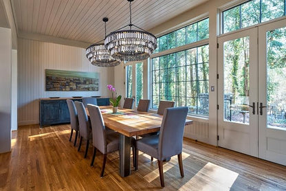 TOCHIC Farmhouse Crystal Chandelier, 29" Black Crystal Dining Living Room Chandelier Light Fixtures, 6 Lights Modern Foyer Hanging Chandeliers for Entryway, Bedroom, Kitchen, Stairway, Smoke Grey