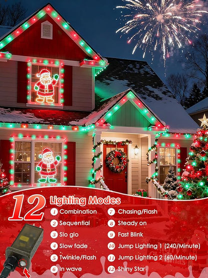 2026 New Voice Control Connectable 2PK 164FT 400LED Christmas String Lights Indoor Outdoor with Remote | Smart Twinkle Fairy String Lights 12 Modes & Timer for Xmas Tree Decor (Red & Green)