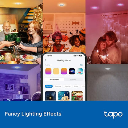 Tapo Smart 6-Inch Recessed Downlight Kit (4-Pack) - 1100 lm, 16M Colors, Tunable White 2700K-6500K, Ultra-Dim 1%, Matter-Compatible, Wi-Fi & Bluetooth Mesh - L730-6 KIT