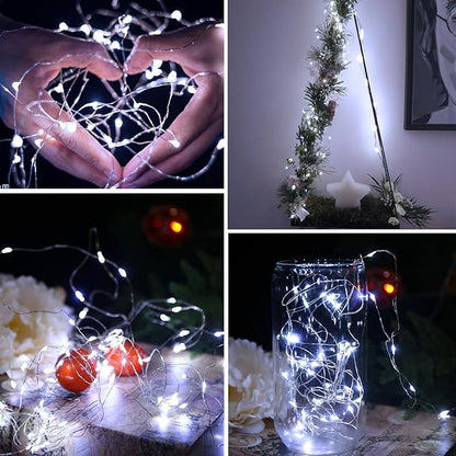 Aogist LED Fairy Lights, 16 ft 50 LEDs Firefly Lights Battery Operated String Lights for Bedroom DIY Mason Jar Wedding Party Halloween Christmas Festival Decoration (1, White)