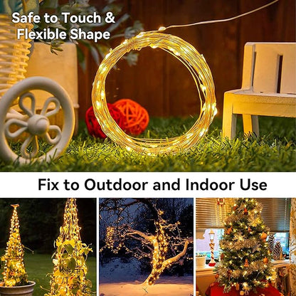 LIGHTOP Solar String Lights Outside Fairy Lights Outdoor Waterproof Copper Wire 2 Pack 33FT 100LED for Garden Decoration Wedding Party Terrace Yard Tree Patio (Warm White)