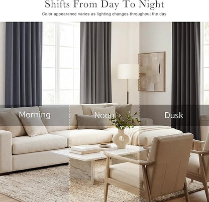 PONY DANCE Grey Blackout Curtains 96 inch Long, Room Darkening Curtains for Bedroom, Thermal Insulated Drapes for Living Room Window Treatment, Back Tab/Rod Pocket, 52 x 96 Inch,2 Panels Set, Grey