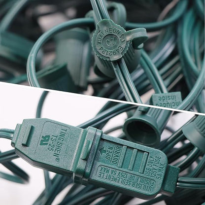 C7 Green Sockets String - 50FT 12" Spacing - Outdoor Christmas Stringer Set