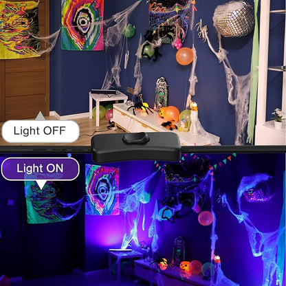 4PCS 40W LED Black Light Bar, Black Lights for Glow Party, Blacklight with Plug &Switch, Each Light Up 484 Sq.ft Area, Glow Light for Halloween, Fluorescent Body Paint, Stage Lighting, Bedroom