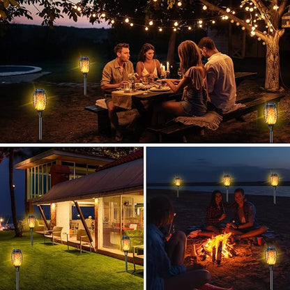 Solar Torch Lights Outdoor, 12 Pack Solar Torch Lights with Flickering Flame, 12 LED Mini Tiki Torches for Outside Waterproof Landscape Decorations for Garden Pathway Dusk to Dawn Auto On/Off