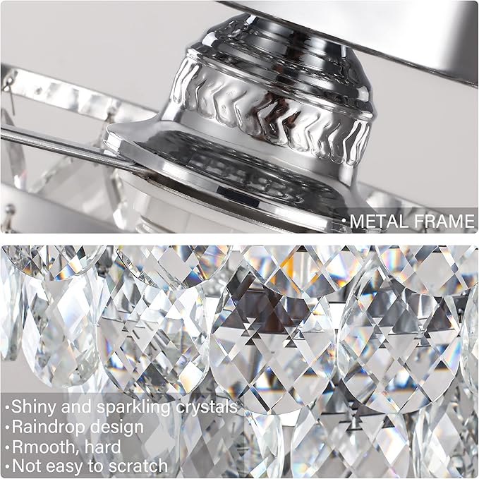 Luupyia Mini Crystal Chandelier Ceiling Light Small, Modern Crystal Ceiling Light for Hallway Fixtures Semi Flush Mount Silver Chandelier for Bedroom Hall Living Room Hallway