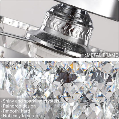 Luupyia Mini Crystal Chandelier Ceiling Light Small, Modern Crystal Ceiling Light for Hallway Fixtures Semi Flush Mount Silver Chandelier for Bedroom Hall Living Room Hallway