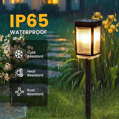 Solar Pathway Lights, 8 Pack Solar Powered Garden Lights Waterproof IP65, 10-40 LM Auto On/Off Outdoor Light for Lawn Patio Walkway Driveway Decor Landscape Lighting (Warm White)