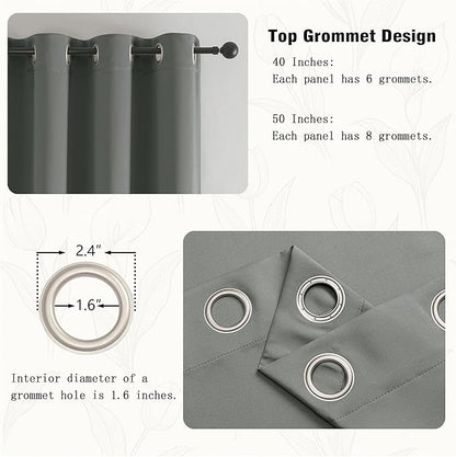 Simplebrand Light Grey Kitchen Valances for Windows 18 Inches Long 2 Pack, Room Darkening Window Valances for Living Room, Grommet Short Straight Drape Kitchen Curtains for Bedroom Kids Room, 40Wx18L