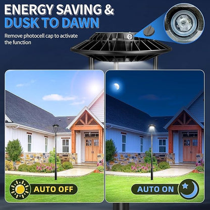 ADUB LED Post Light with Photocell, 60W 48W 36W Adjustable LED Post Top Light 3000K 4000K 5000K CCT Tunable, ETL Listed Outdoor Pole Light, IP65 Lamp Post Fixture Commercial Lighting, AC100-277V