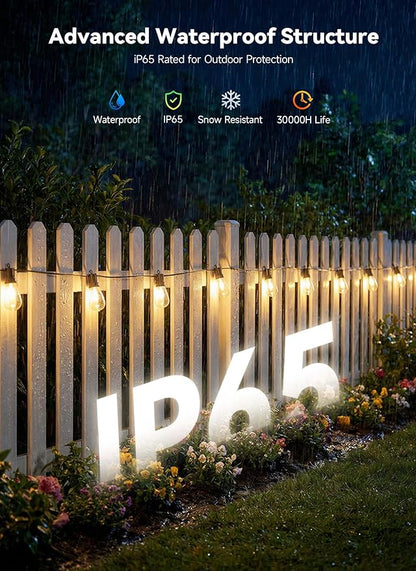 Minetom 164FT Outdoor String LED Patio Lights Waterproof,52 Shatterproof S14 Vintage Edison Bulbs,Commercial Grade Outside Hanging Lights Waterproof for Porch Deck Garden Backyard Balcony Cafe Bistro