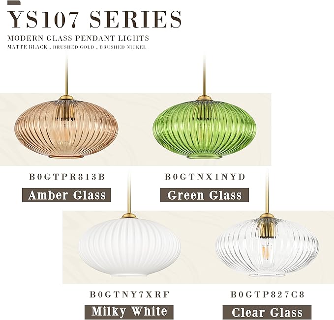 12" Clear Glass Modern Pendant Light Kitchen Island 2 Pack Brushed Gold Mid Century Modern Pendant Lighting with Clear Glass Hanging Pendant Light for Dining Room（Bulb Incl.）