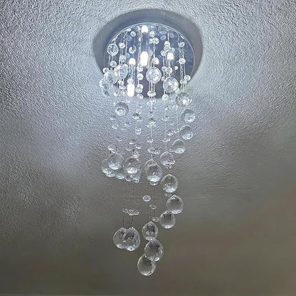 3-Lights Spairal Crystal Chandelier,Modern Raindrop Light Fixture Pendant Ceiling Mount Lamp Lighting Fixtures for LivingRoom, Bedroom, Bathroom D9“ X H21.3”