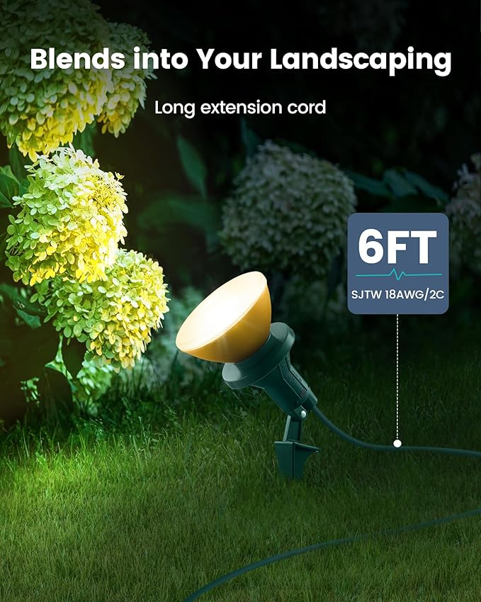 SURAIELEC Outdoor Flood Light Holder, Waterproof Spot Lights with E26 Socket, Flood Stake Lights for Yard, House, Tree, Fits PAR38 Bulbs, 6 FT Extension Cord, ETL Listed, 2 Pack