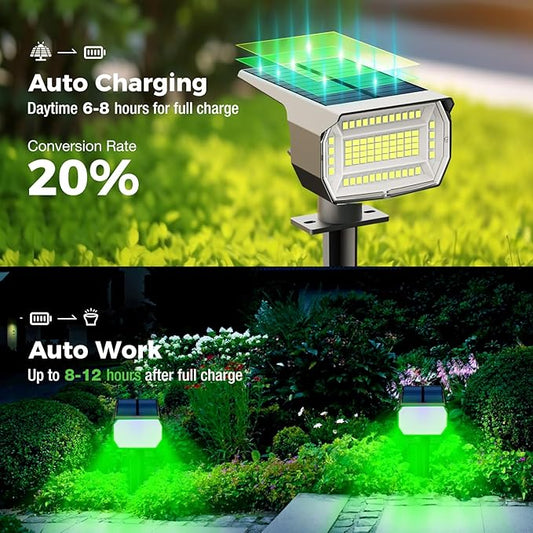 nipify 4 Pack Solar Spot Lights Outdoor, Solar Powered Waterproof Spotlight, Landscape Lighting for Outside Yard Garden Pathway,Green