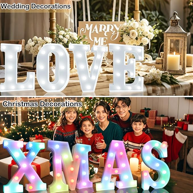LED Marquee Letter Lights, 18 Colors Changing Light Up Letters with Remote, RGB Alphabet Letters Sign for Girls Boys Gift Birthday Party Night Light Bedroom Wedding Christmas Decor-Colorful B