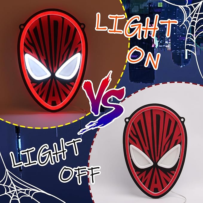 Spider-Man Neon Signs Anime LED Neon Lights USB Powered for Wall Decor Art Bedroom Mar-vel Fans Man Gave Bar Pub Party Game Children Kids Holiday Gift