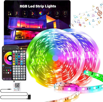 GANZQH Led Lights for Bedroom 200FT (2 * 100FT), Color Changing RGB Led Strip Lights with Music Sync, Remote and App Control Led Light Strip Indoor, Led Lights for Room Home Decor