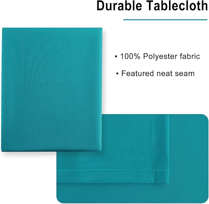 Hiasan Turquoise Square Tablecloth - Water Resistant and Spillproof Dining Room Washable Fabric Table Cloth for Dining Room, Polyester, 54 x 54 Inch