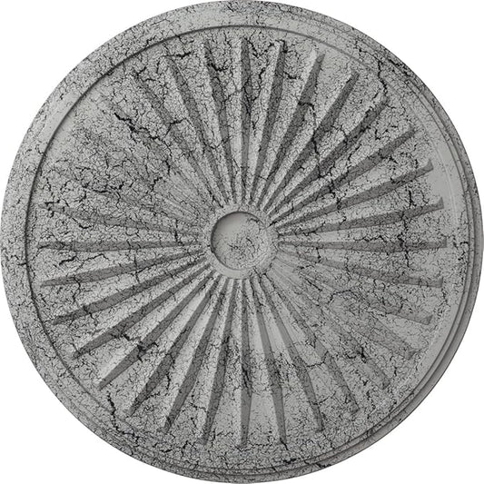 Ekena Millwork Leandros Ceiling Medallion, Ultra Pure White Crackle