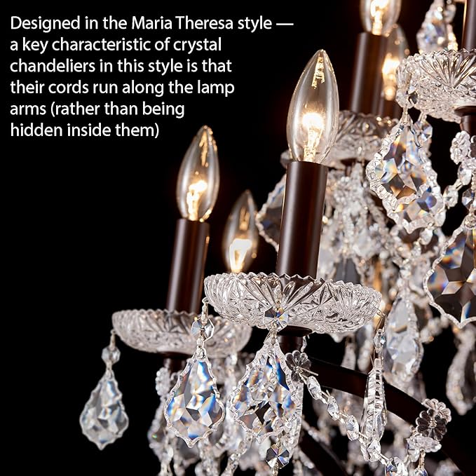 42 Lights Large Crystal Chandeliers for High Ceilings Maria Theresa Chandelier Light Fixture Vintage Chandelier for Foyer Hallway Entryway Staircase Brown 75" H x 49.2" D
