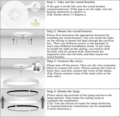 Flush Mount Ceiling Light 2 Pack, 3000K/4500K/6500K switchable Ceiling Light, 12 Inch 28W Round Ceiling Mount Light Fixture for Kitchen, Bedroom, Living Room, Dining Room