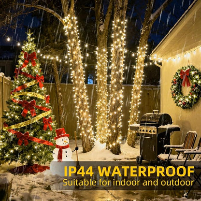 Fairy Lights Plug in 65Ft 1000LED Warm Christmas Garland Lights with Timer Remote Waterproof Firecracker Twinkle Cluster String Light for Bedroom Wreath Party Wreath Tree Decor Green Wire