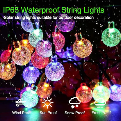 Jedavai Solar String Lights Outdoor 2 Pack 200 Led 80FT Multi-Color Crystal Globe Lights with 8 Lighting Modes, Waterproof Solar Powered Patio Lights for Garden Yard Porch Wedding Party Decoration