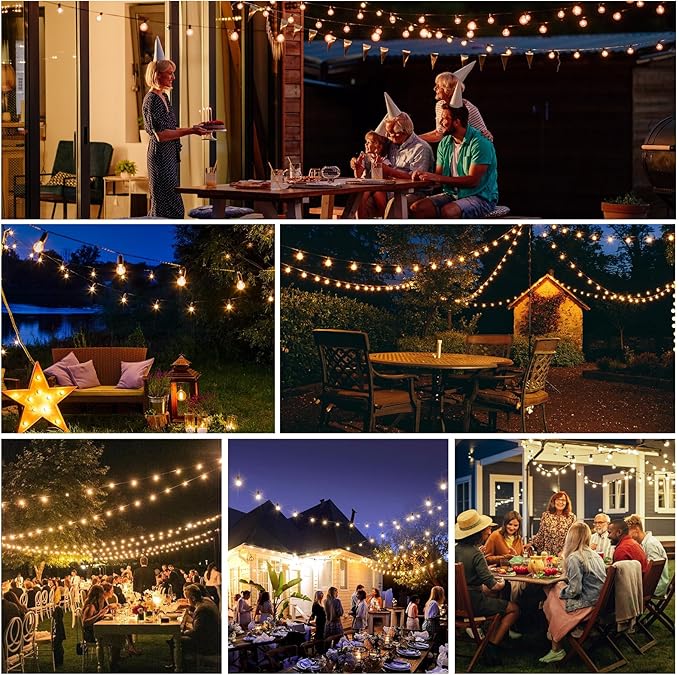 G40 Globe String Lights 60ft LED Shatterproof Hanging Patio Lights, 20+2 Bulbs, Waterproof Connectable for Indoor Outdoor Decor Garden Camping Backyard Spring Easter Gifts for Men Women Him Hubby