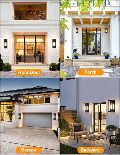 PARTPHONER Modern Outdoor Light Fixture, Exterior Wall Sconce Waterproof Porch Light, Outside Lamp for House with Water Glass for Garage Doorway