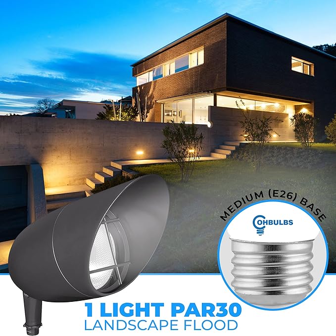 1-Light Landscape Flood Light Fixtures - 75W Non-Dimmable Halogen Light Fixture - Outdoor Light Fixture - Ceiling Mount - Dark Bronze Finish; OL-26090