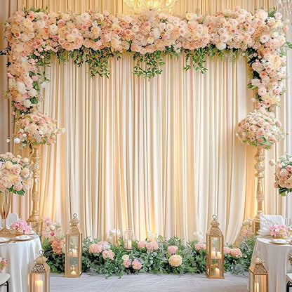 10x12 Champagne Backdrop Curtains for Wedding Party Wrinkle Free Backdrops Curtain Drapes Fabric Decorations Photo Back Drop Cloth for Baby Shower Photography Stage Reception 5ft x 12ft,2 Panels